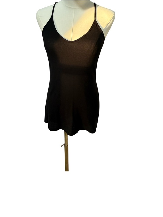 BCBG Tops - BCBG Sleeveless Black Spaghetti Strap V-Neck Women's Tank Top Size S Cotton
